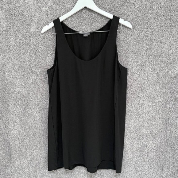 Vince Silk Draped Ladder Stitch Tank large black - Picture 1 of 6
